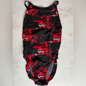 Adidas Vortex‎ One Piece Swimsuit Black Red UPF 50 size 38